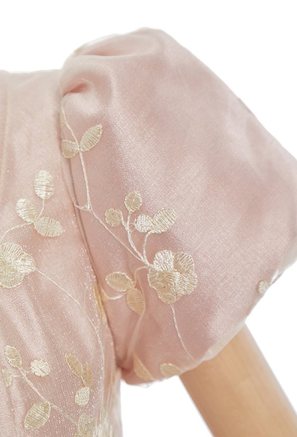 Regency-era Tea Party Dress Floral Embroidered High-waisted Dress with Shawl