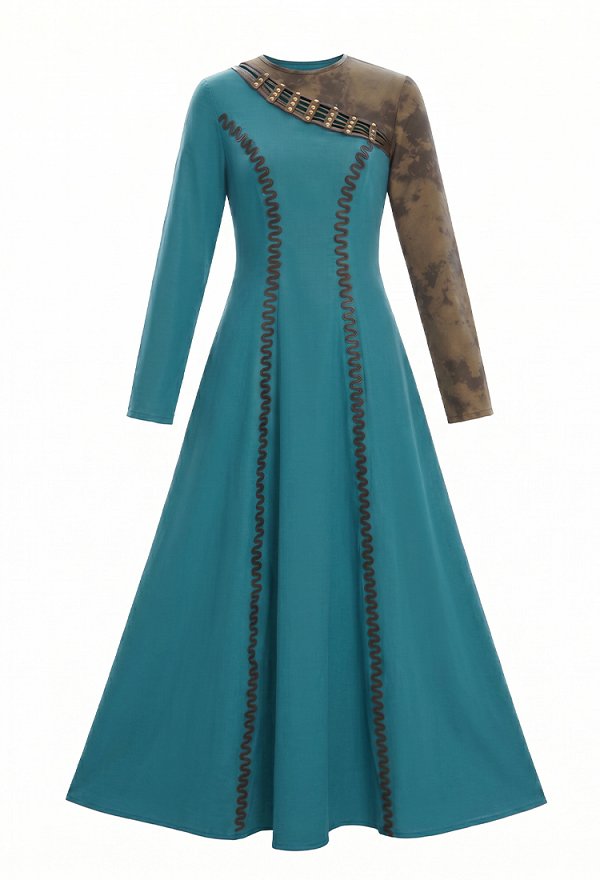 Viking-style Patchwork Dress Halloween Medieval Dress