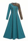 Viking-style Patchwork Dress Halloween Medieval Dress