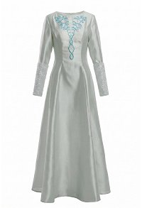 Halloween Viking-style Dress Medieval Fitted Long Dress with Arm Decoration