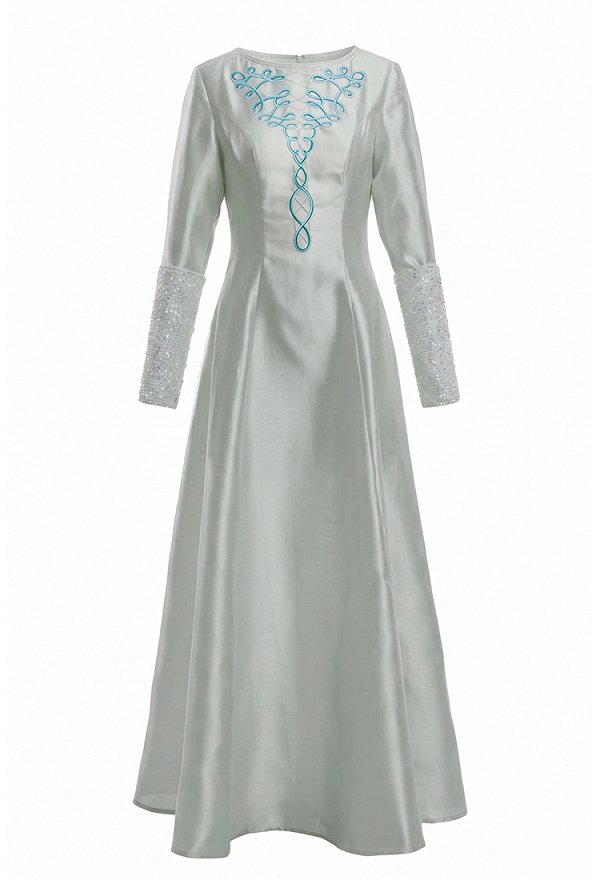 Halloween Viking-style Dress Medieval Fitted Long Dress with Arm Decoration