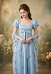 Daizbella Hellblaues Kleid aus der Regency-Ära mit hohem Bund Puffärmeln Schal und Taillenkette