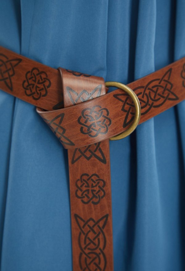 Medieval Viking-style Apron Dress Retro-style Outer Dress with Belt and Brooch