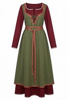 Medieval Viking-style Outfit Set Inner and Outer Dresses with Belt Medieval Viking-style Outfit Set Inner and Outer Dresses with Belt