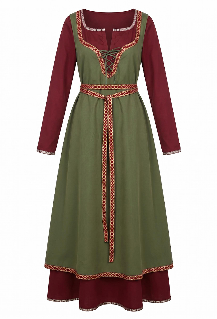 Mittelalterliches Wikinger Outfit Set Unter- und Oberkleid mit Gürtel