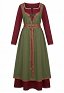 Medieval Viking-style Outfit Set Inner and Outer Dresses with Belt