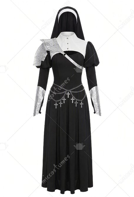 Kampfnonnen Outfit Kleid und kurzes Oberteil mit Schulterpanzer und Handpanzern