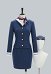 Conjunto de Uniforme de Azafata Azul Marino con Chaqueta y Falda con Sombrero y Pañuelo de Cuello