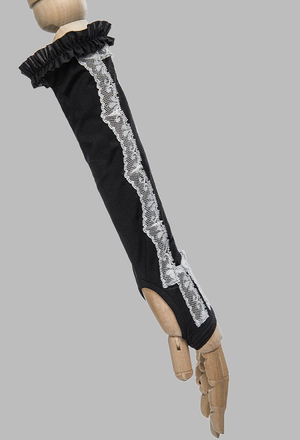 Conjunto de Esqueleto de Encaje Gótico de Halloween con Top Corsé y Falda con Guantes y Choker