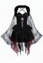 Halloween Magical Mothman Costume Halter-neck Corset Dress and Cape with Fur Collar and Headband