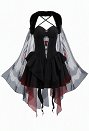 Halloween Magical Mothman Costume Halter-neck Corset Dress and Cape with Fur Collar and Headband