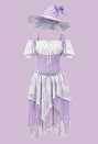 Halloween Retro Patchwork Witch Costume Corset-style Dress with Off-the-Shoulder Blouse and Hat