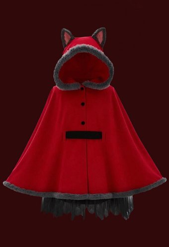 Halloween Red Cloak Dress Hooded Cape with Tutu Skirt and Knee-high Socks