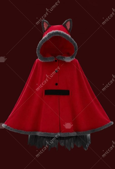Halloween Red Cloak Dress Hooded Cape with Tutu Skirt and Knee-high Socks