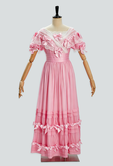 Vestido Vintage Antiguo Estilo Europeo Daizbella Vestido de Corte Estilo Corte con Hombros Descubiertos con Capas