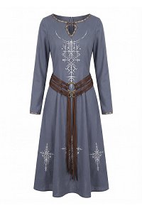 Halloween Viking-style Priestess Dress Medieval Fitted Dress with Belt