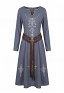 Halloween Viking-style Priestess Dress Medieval Fitted Dress with Belt