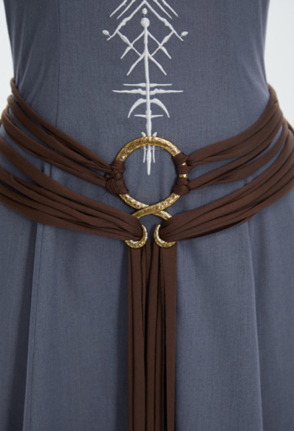 Halloween Viking-style Priestess Dress Medieval Fitted Dress with Belt