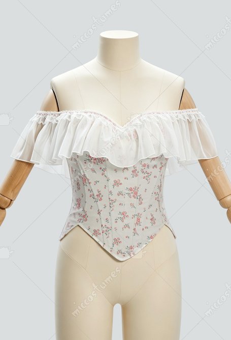 Daizbella Corset Vintage Style Victorien Corset Renaissance Médiéval à Dentelle Épaules Dénudées à Lacets
