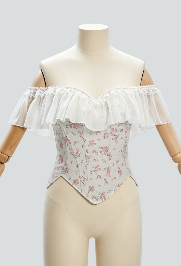 Daizbella Victorian-style Vintage Floral Corset Renaissance Medieval Off-shoulder Lace-up Corset