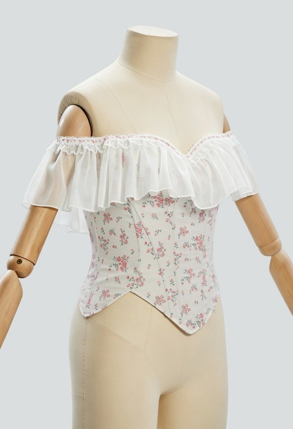 Daizbella Victorian-style Vintage Floral Corset Renaissance Medieval Off-shoulder Lace-up Corset