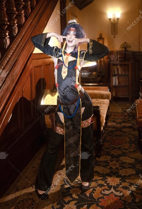 Ikezaki Misa Mafia Kyonshi Cosplay Costume Lining and Coat with Pants and Hat