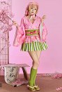 KNY Mitsuri Derivative Geisha Yukata Costume Japanese-Style Kimono Top and Skirt with Obi and Fan