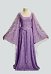 Daizbella Medieval Fantasy Fairy Elf Long Dress Purple Embroidered Bell-sleeved Dress with Shawl and Belt