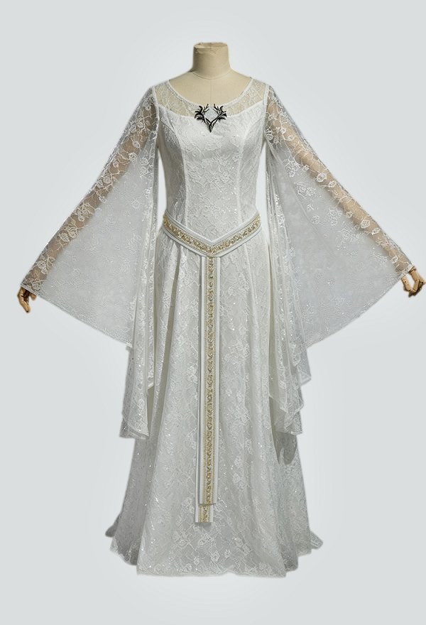 Vestido Maxi de Elfo de Fantasía Renacentista Medieval Daizbella de Galadriel de El Señor de los Anillos con Cinturón y Broche Vestido Maxi de Elfo de Fantasía Renacentista Medieval Daizbella de Galadriel de El Señor de los Anillos con Cinturón y Broche