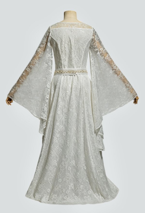 Vestido Maxi de Elfo de Fantasía Renacentista Medieval Daizbella de Galadriel de El Señor de los Anillos con Cinturón y Broche Vestido Maxi de Elfo de Fantasía Renacentista Medieval Daizbella de Galadriel de El Señor de los Anillos con Cinturón y Broche