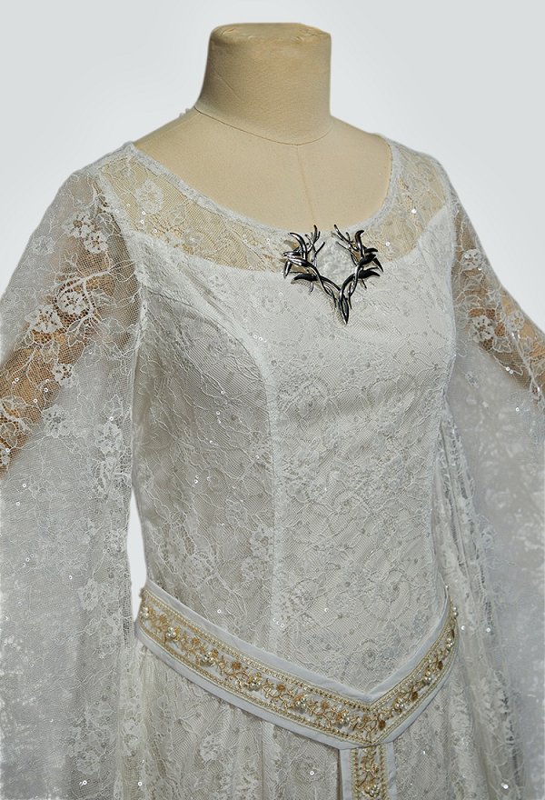 Vestido Maxi de Elfo de Fantasía Renacentista Medieval Daizbella de Galadriel de El Señor de los Anillos con Cinturón y Broche Vestido Maxi de Elfo de Fantasía Renacentista Medieval Daizbella de Galadriel de El Señor de los Anillos con Cinturón y Broche