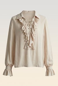 Medieval Renaissance Male Shirt Victorian Ruffled Tie-Waist Long-Sleeved Shirt