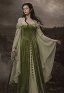 Daizbella Medieval Fantasy Elf-Style Gown Off-Shoulder Bell Sleeves Moss Green Velvet Dress with Waist Chain