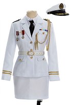 White Captain Uniform Vintage Navy Sailor Attire Jacket and Skirt with Hat and Faux Shirt Collar White Captain Uniform Vintage Navy Sailor Attire Jacket and Skirt with Hat and Faux Shirt Collar