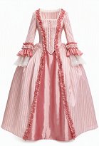 Renaissance Medieval Outfit Rococo Style Pink Corset Top and Long Dress Set with Corsage Renaissance Medieval Outfit Rococo Style Pink Corset Top and Long Dress Set with Corsage