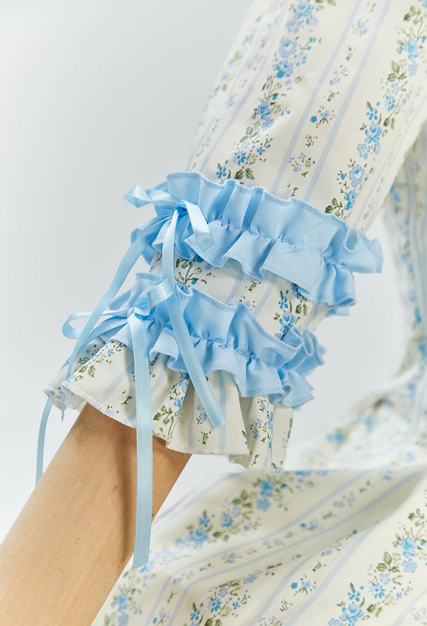 Daizbella Medieval Rococo Style Floral Dress Polish-style Ruffle Dress and Half Skirt