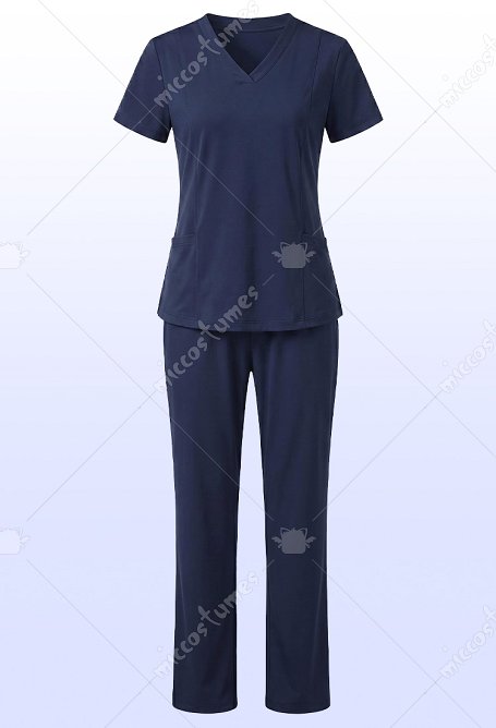 Uniforme Bleu Marine à Séchage Rapide et Respirant Tenue de Travail Deux Pièces Haut à Manches Courtes et Pantalon