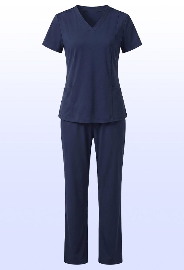Navy Blue Quick-drying Uniform Breathable Two-piece Work Attire Short-sleeved Top and Trousers