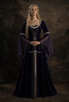 Daizbella Medieval Fantasy Gown Vintage Blue-purple Velvet Bell Sleeves Maxi Dress with Waist Chain Daizbella Medieval Fantasy Gown Vintage Blue-purple Velvet Bell Sleeves Maxi Dress with Waist Chain