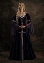 Daizbella Medieval Fantasy Gown Vintage Blue-purple Velvet Bell Sleeves Maxi Dress with Waist Chain