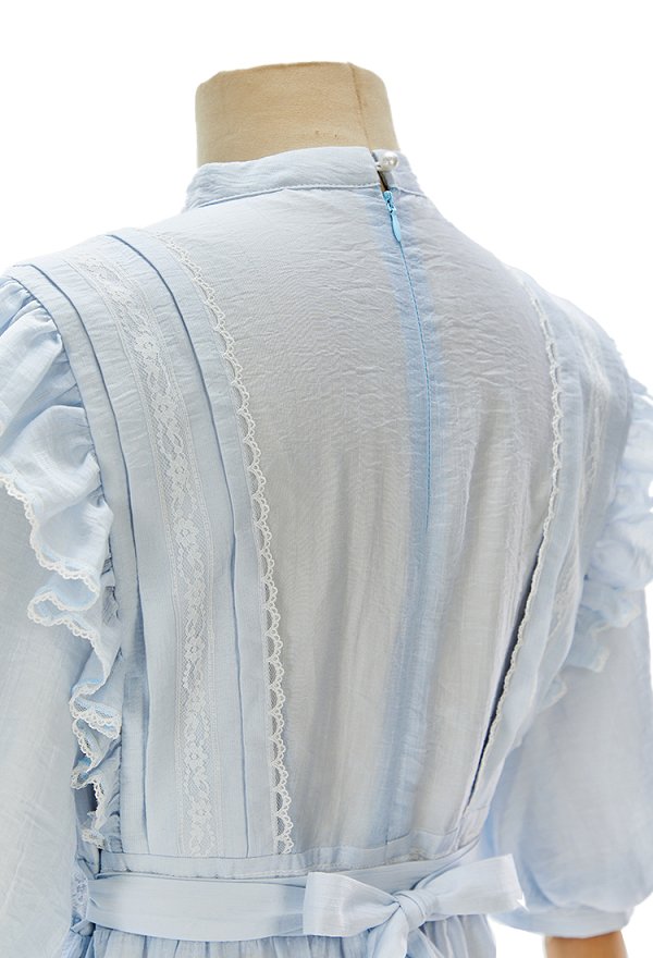 Daizbella Edwardian Light Blue Vintage Maxi Dress Victorian Lace Ruffle Dress