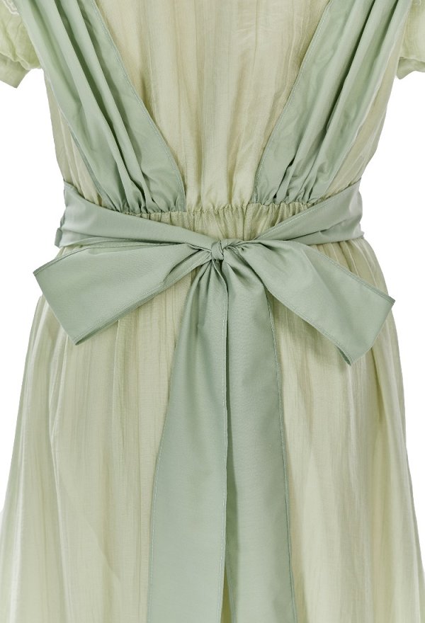 Daizbella Edwardian Green Vintage Maxi Dress Victorian Square Neckline Puff Sleeves Dress