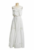 Daizbella Edwardian Vintage Two-Piece Blouse Set Sleeveless Lace Ruffle Top and Long Skirt Daizbella Edwardian Vintage Two-Piece Blouse Set Sleeveless Lace Ruffle Top and Long Skirt
