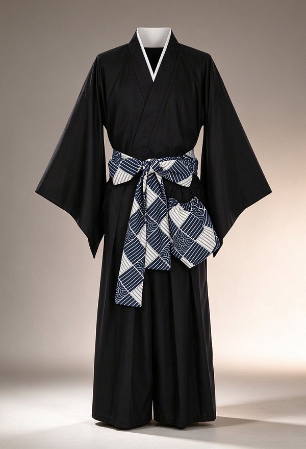 Conjunto de Yukata Japonés Tradicional Top Kimono y Pantalones Hakama con Cinturón Obi y Bolso Conjunto de Yukata Japonés Tradicional Top Kimono y Pantalones Hakama con Cinturón Obi y Bolso