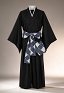 Conjunto de Yukata Japonés Tradicional Top Kimono y Pantalones Hakama con Cinturón Obi y Bolso