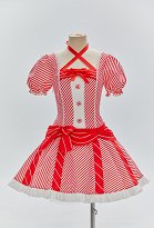 Christmas Cute Candy Cane Dress Red and White Striped Puff Sleeve Dress Christmas Cute Candy Cane Dress Red and White Striped Puff Sleeve Dress