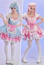 Conjunto Lolita Lindo de Muñeca de Anime Derivado con Vestido de Lunares con Bloques de Color con Delantal y Sombrero