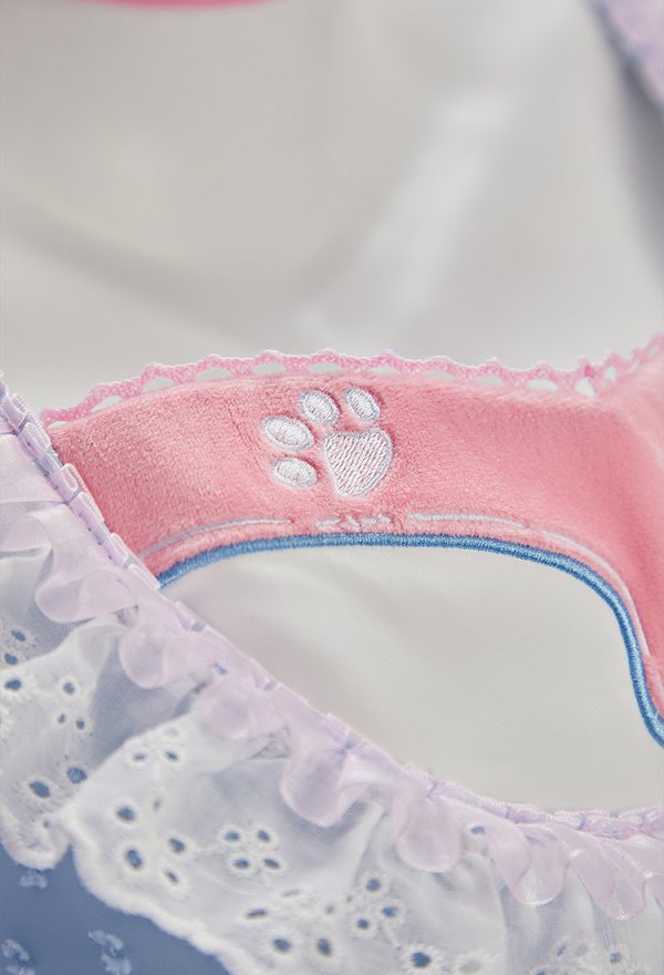 Anime Puppen niedliches Lolita Outfit gepunktetes Farbblock Kleid mit Schürze und Hut
