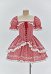Vintage Christmas Red Plaid Dress Square Neckline Puff Sleeve Dress
