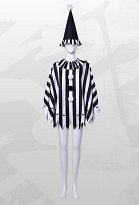Terrifier Derivative schwarz weiß gestreiftes Umhang Set im Stil dunklen Zirkusclowns mit Hut Terrifier Derivative schwarz weiß gestreiftes Umhang Set im Stil dunklen Zirkusclowns mit Hut